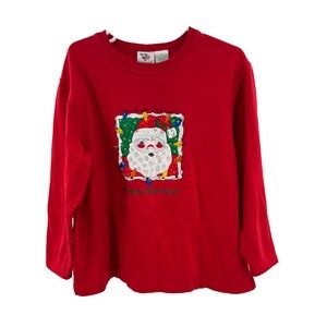 Nutcracker 1X embroidered Santa vintage Christmas lights sweatshirt holiday plus